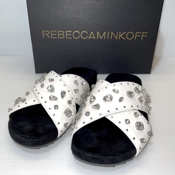 Rebecca Minkoff Theo Jewel White Slide Sandal - Picture 3 of 11